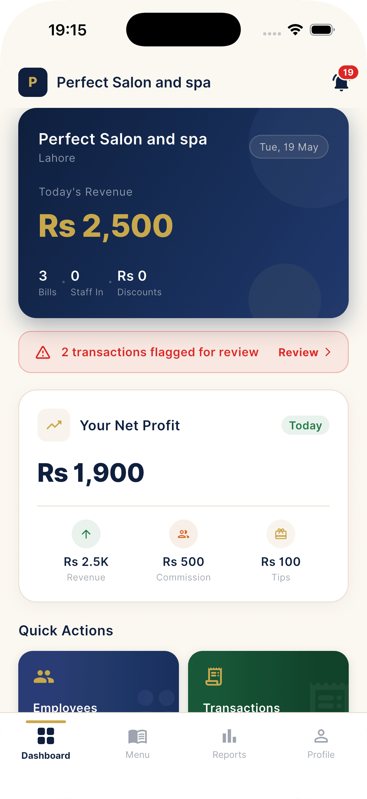 SalonPro owner dashboard